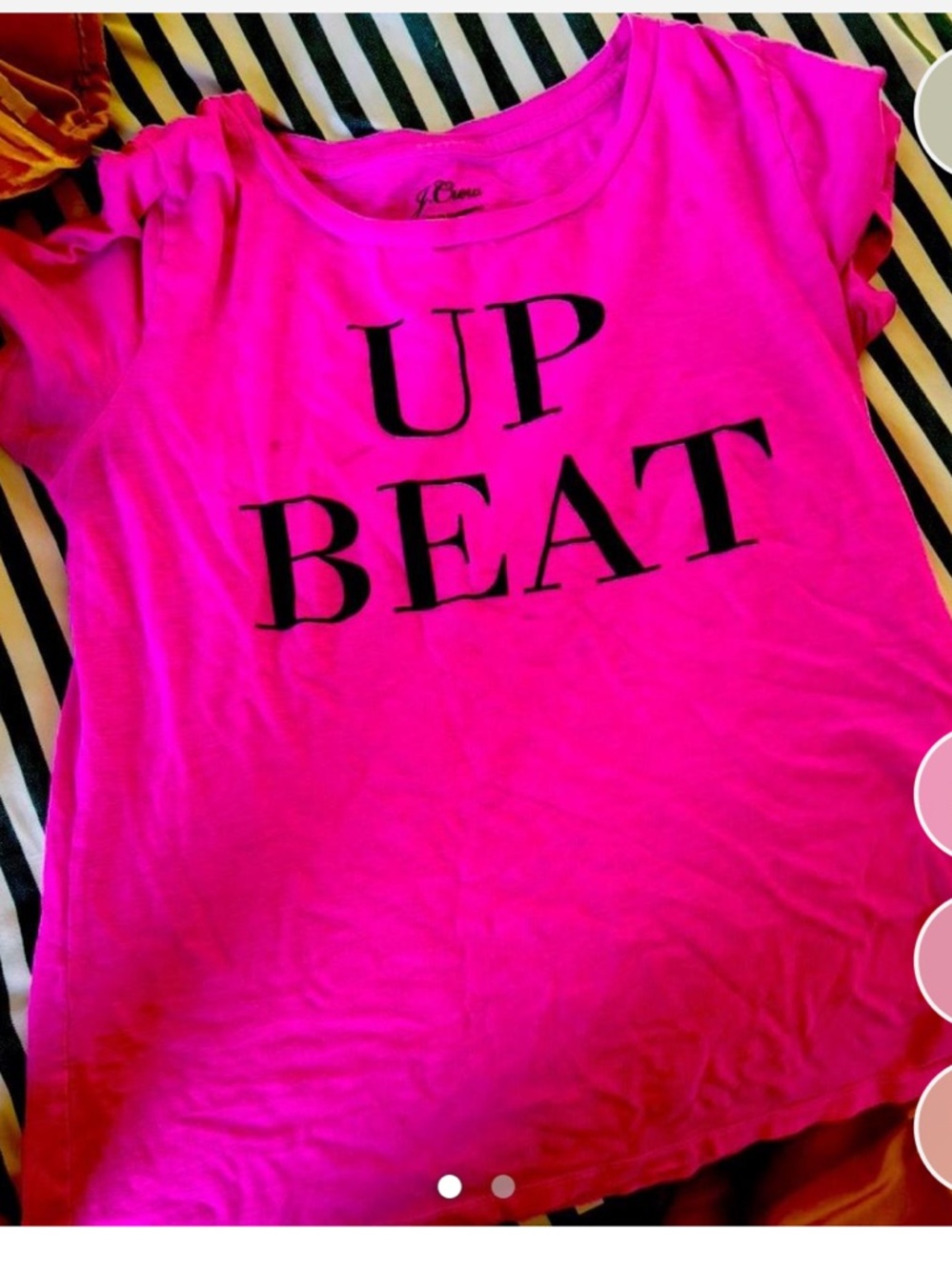 J. Crew Bright Pink "UP BEAT" Graphic Tee
